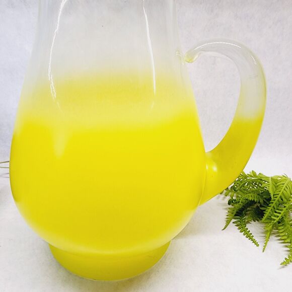 Vintage Lemon Yellow MCM BLENDO Glass Pitcher 1950's64oz/2QT West Virginia - Picture 4 of 7